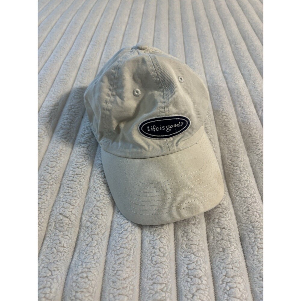 Life is good hat Strapback Adjustable Baseball Cap Cream Navy Blue Beachy Fall